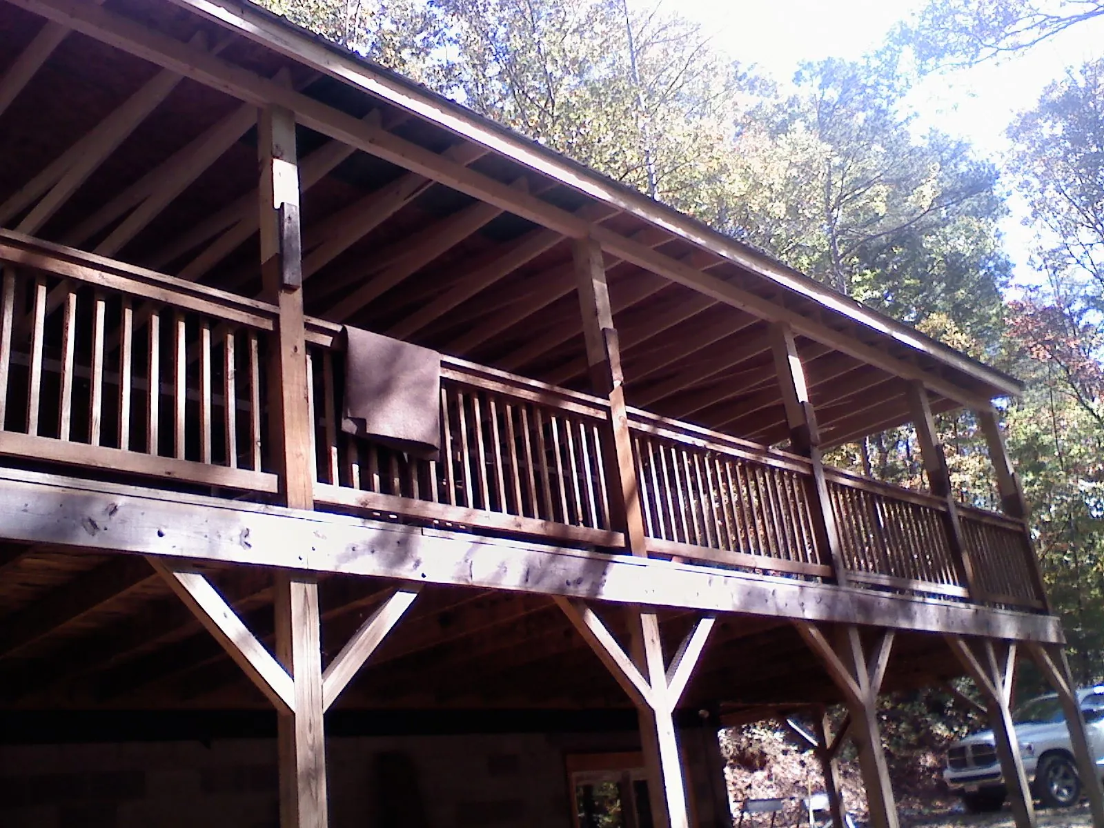 Timber framing under a new elevated porch and deck — Roof Leak Repair in Emlenton by Roofing Brothers